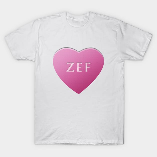 Zef Candy Heart - Pink T-Shirt by LozMac